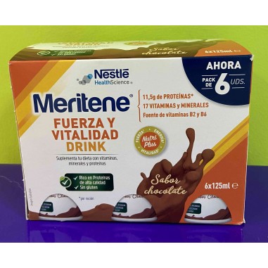 MERITENE FUERZA Y VITALIDAD DRINK  PACK CHOCOLATE 6 U X 125 ML